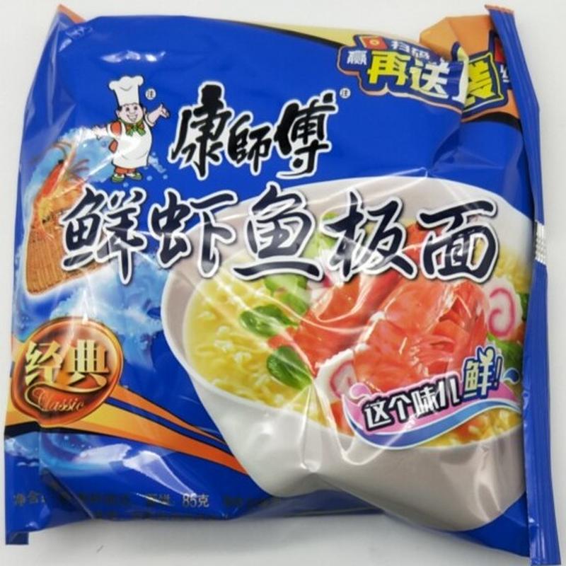 康师傅精袋鱼板鲜虾面98g