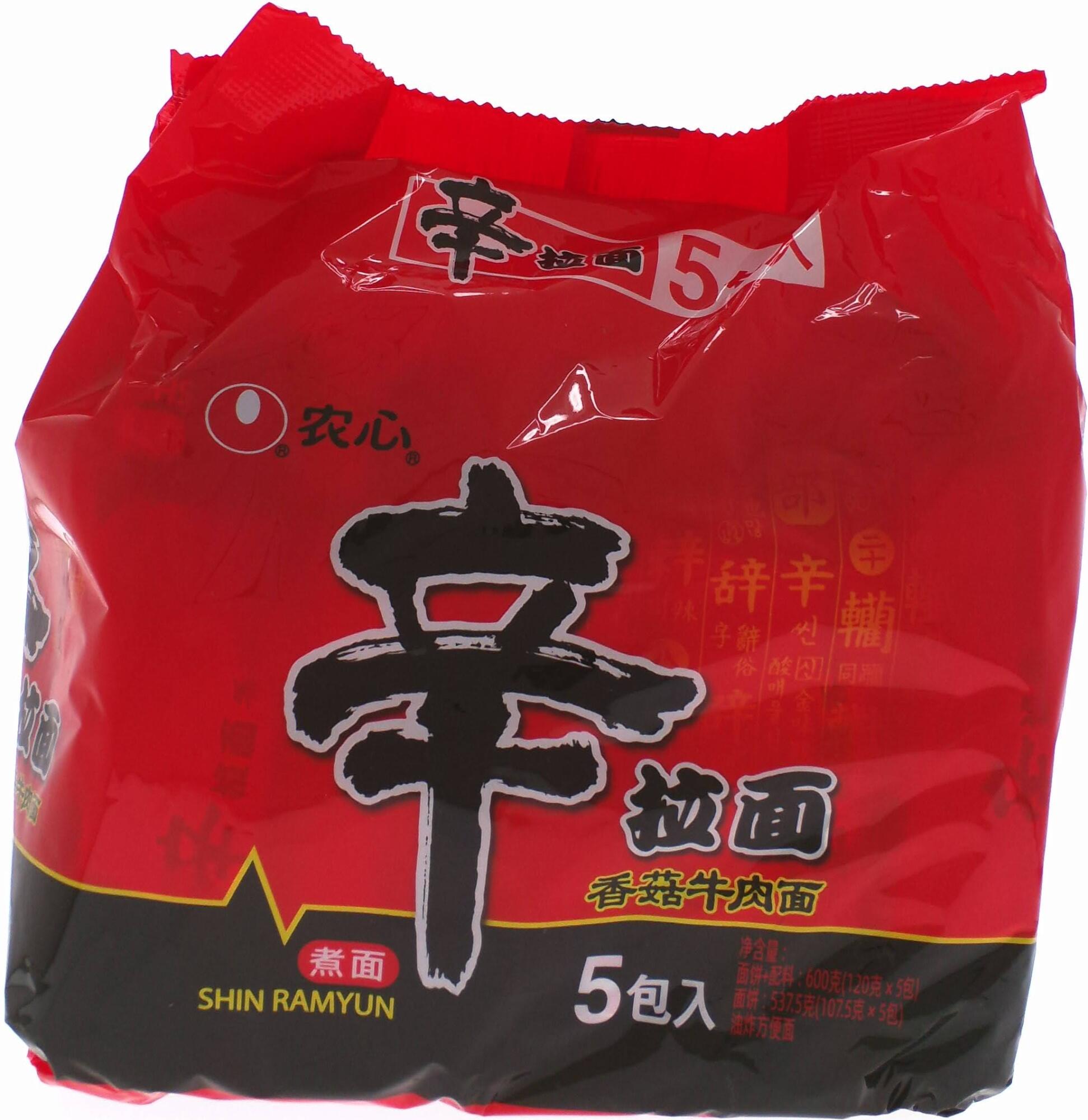 農(nóng)心5包入辛拉面香菇牛肉面120g*5