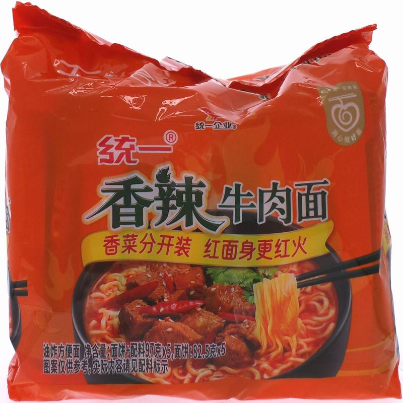 统一100香辣牛肉面五包合一
