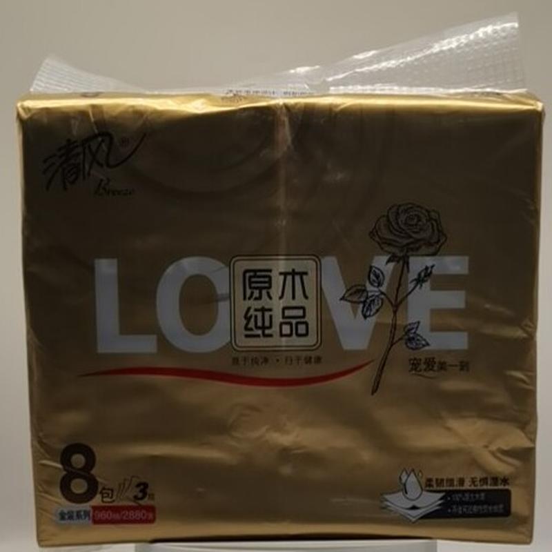 清风金装原木抽纸4层M码2880张/提