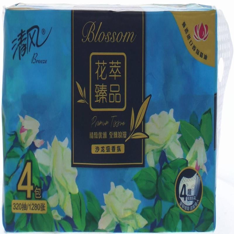 清风花萃臻品面巾纸80抽*4包