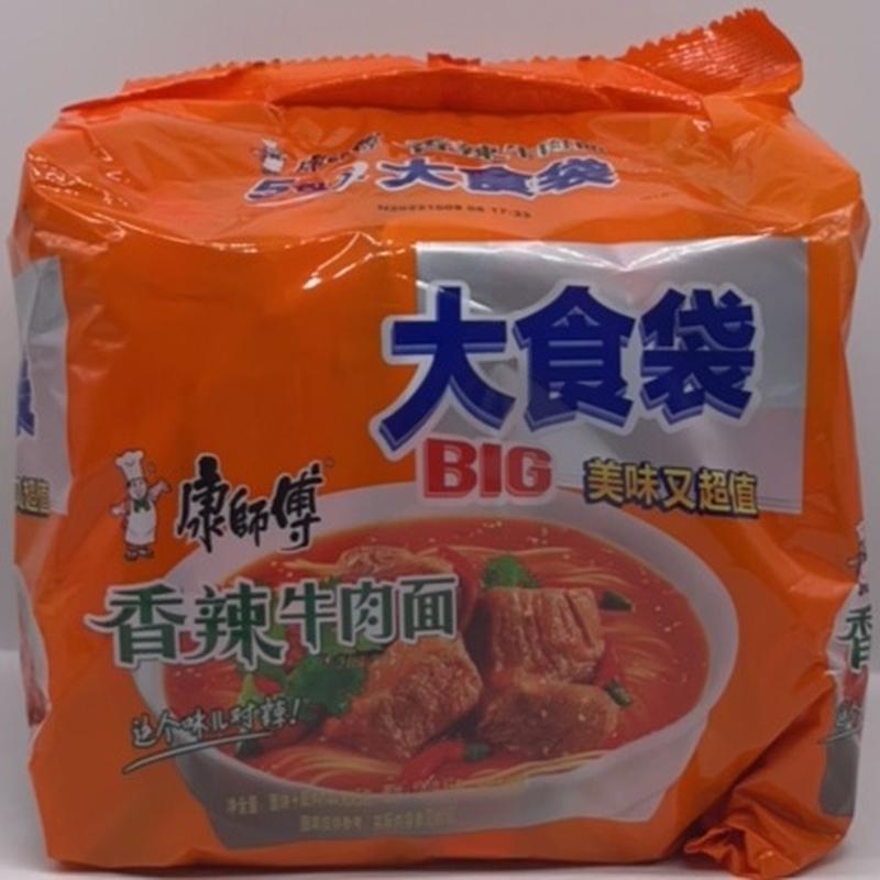 康师傅大食袋香辣牛肉面120g*5