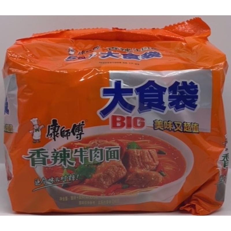康师傅大食袋香辣牛肉面120g*5