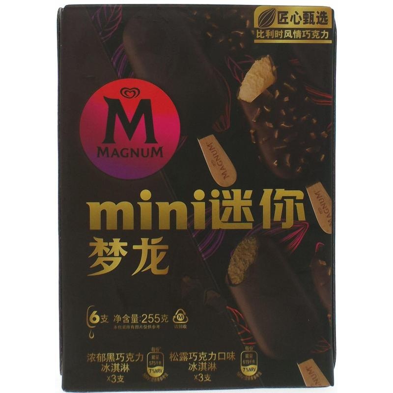 迷你梦龙黑巧+松露6支255g