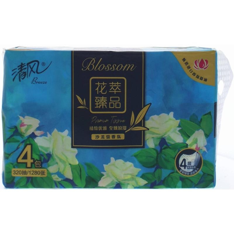 清风花萃臻品面巾纸80抽*4包