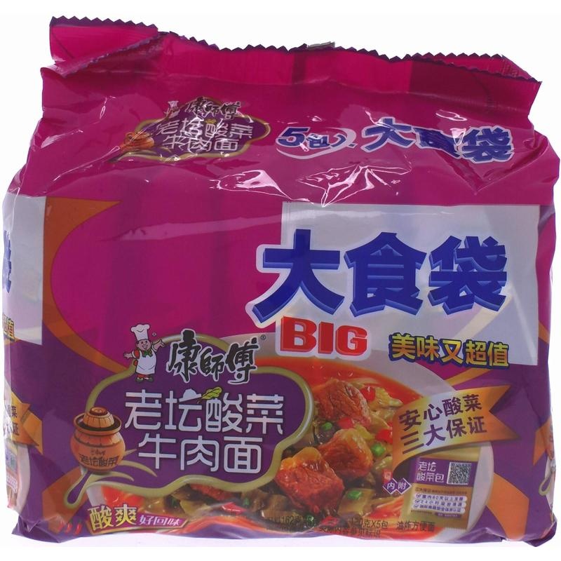 康师傅大食袋老坛酸菜面五连包