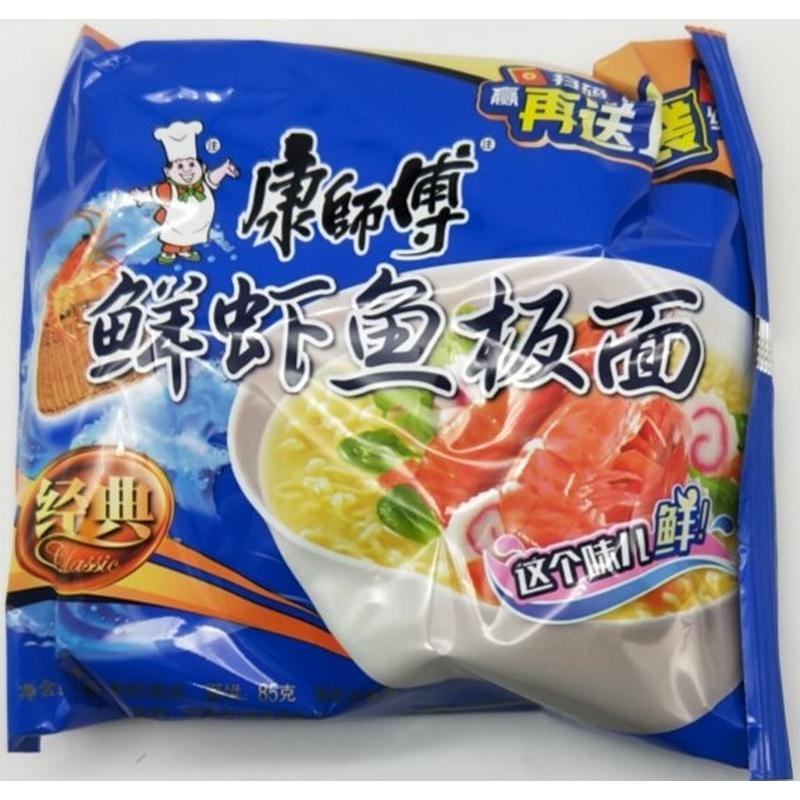 康师傅精袋鱼板鲜虾面98g