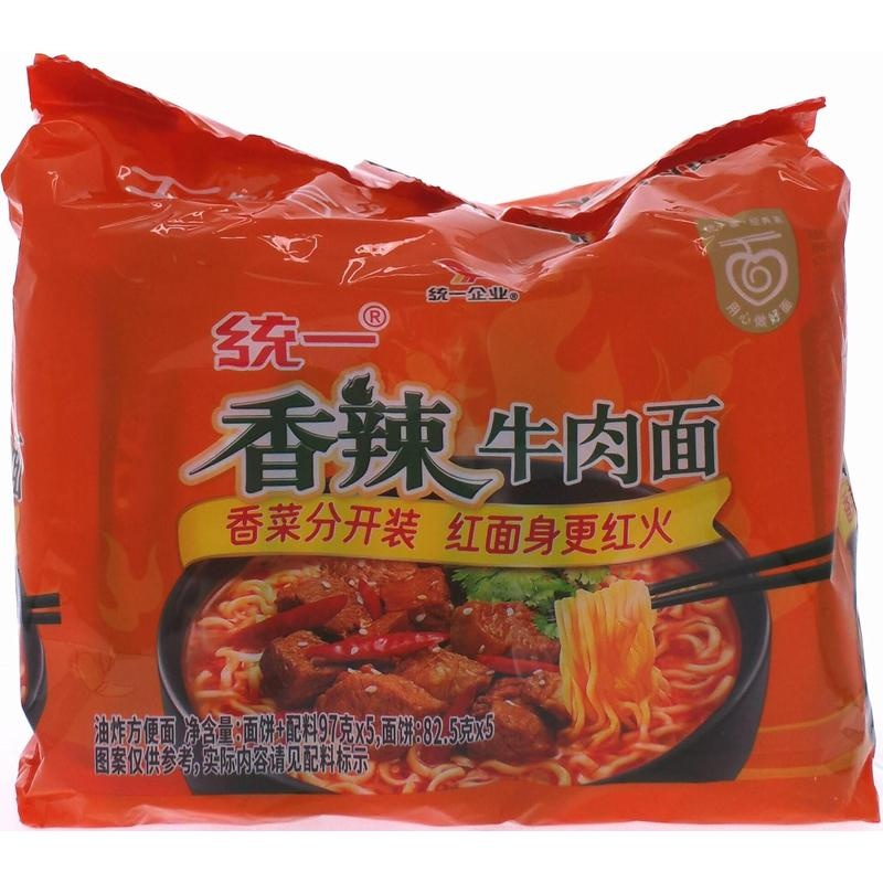 统一100香辣牛肉面五包合一